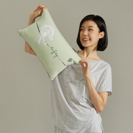 氣球垂耳兔方形抱枕 (30x45公分) -淺蘆薈綠