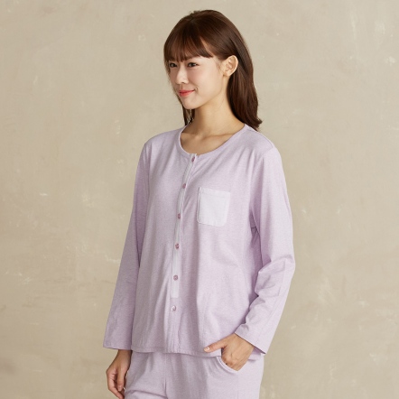 【竹纖維】麻花長袖開襟衫-薰衣草紫