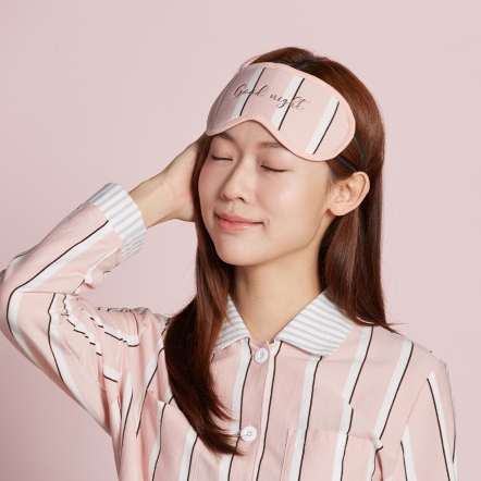 條紋晚安眼罩-香檳粉