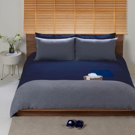 錢湯水豚 被套+枕套組-靛藍
