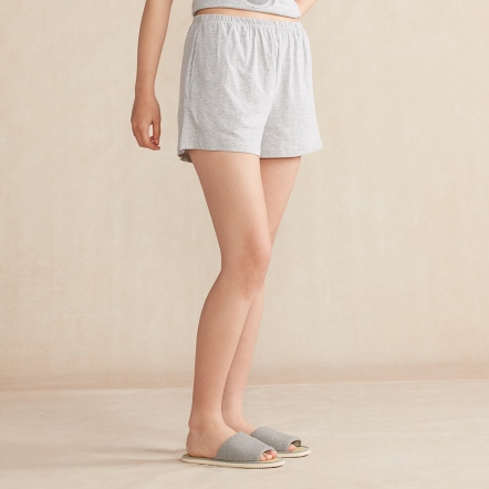 純棉素面短褲-寧靜灰