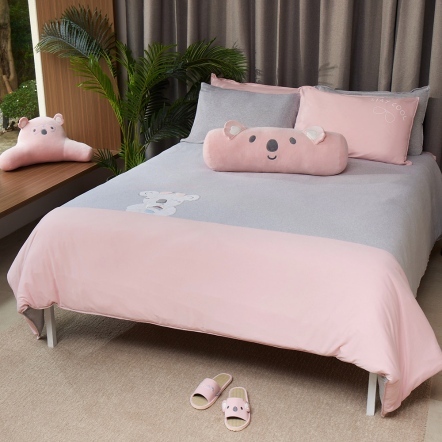 酷飲無尾熊 被套+枕套組-寧靜灰