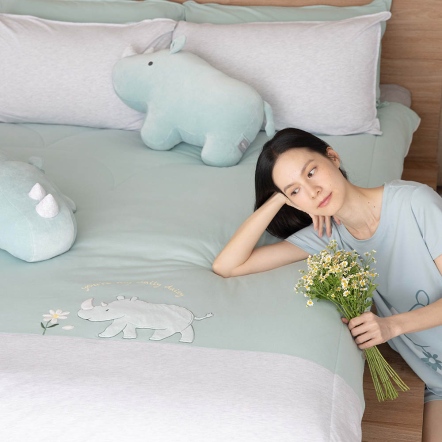 小雛菊犀牛 四季被-湖水綠