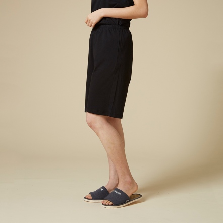 純棉寬版五分褲-黑