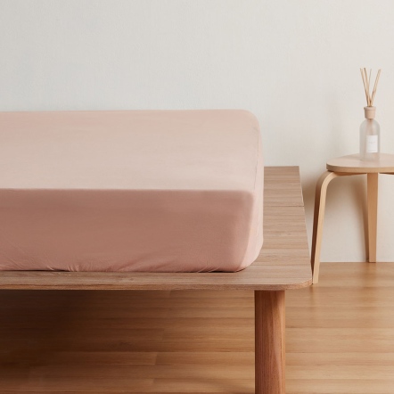 純棉素面床包-瑰蜜粉