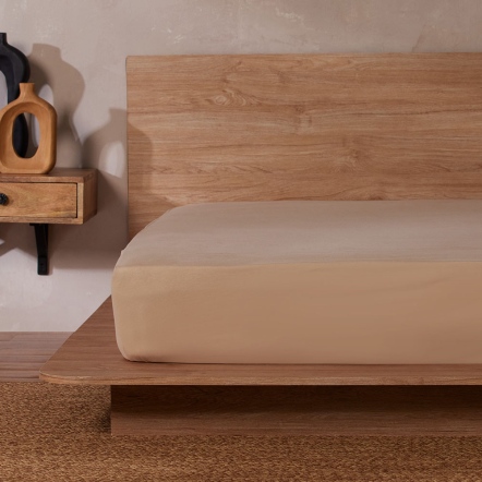 純棉素面床包-沙漠棕