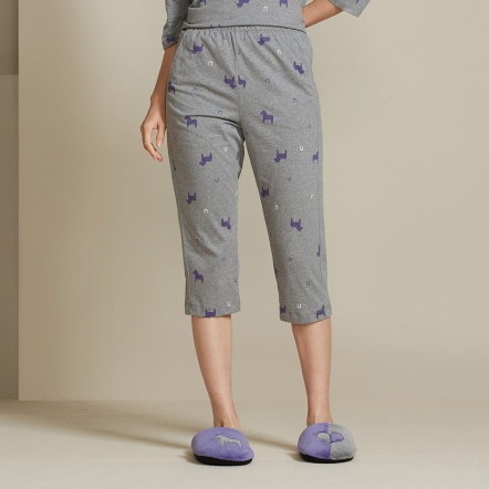 冰島馬印花七分褲-岩石灰