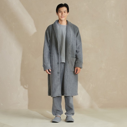 男裝 | 搖粒絨長外套-岩石灰