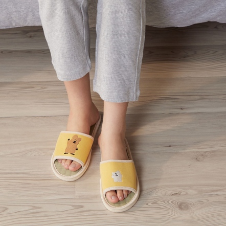 DINOTAENG｜QUOKKA & BOBO 藺草室內拖鞋-盛夏黃(M/L)