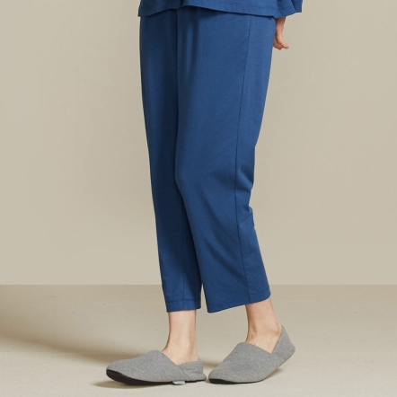 【暖薑纖維】素面長褲-普魯士藍