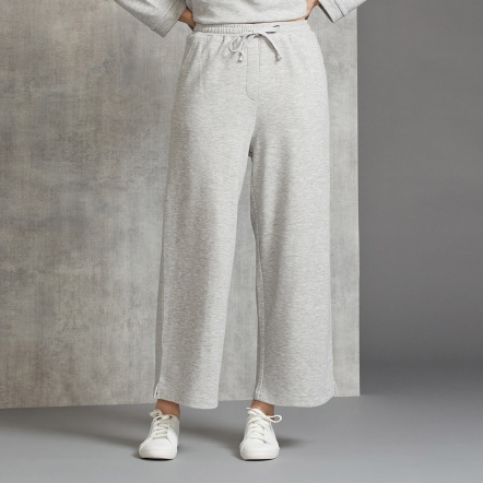 刷毛花紗長褲-銀白灰