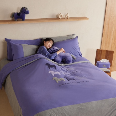 冰島馬 被套+枕套組-星光紫