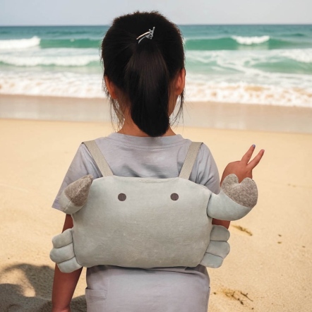 螃蟹背包萬用毯-湖水綠