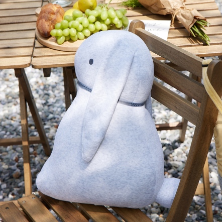 垂耳兔立體靠枕-銀白灰