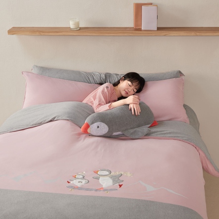 海鸚鵡 被套+枕套組-微光粉