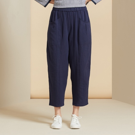 雙層棉素面九分褲-丈青