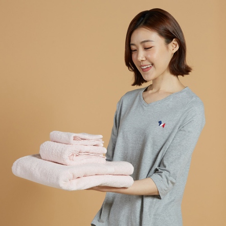 純棉大浴巾（74x140cm）-淺粉