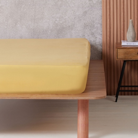 純棉素面床包-盛夏黃