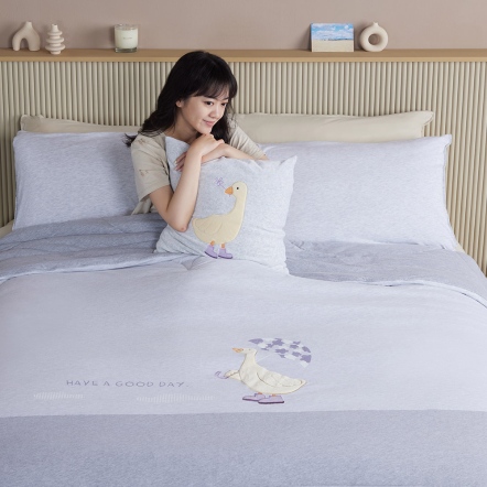 撐傘鵝 四季被-銀白灰