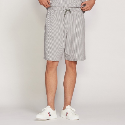 男裝 |直條提花短褲-迷霧灰