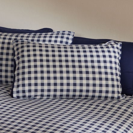 格紋雙面信封式枕套1入-星海藍