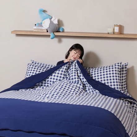 精靈格紋 暖玉被-星海藍