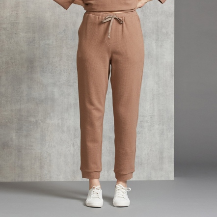 華夫格長褲-可可棕