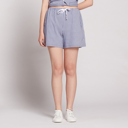 直條提花短褲-海島藍
