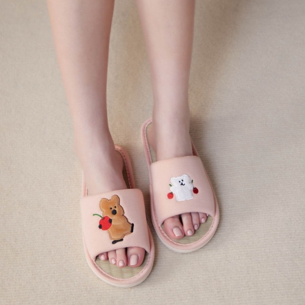 DINOTAENG | 櫻桃藺草室內拖鞋-粉橘（M/L）