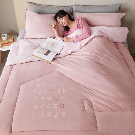 字母 蓄暖被-微光粉