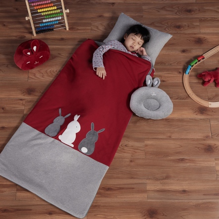 兔子兒童睡袋-酒紅