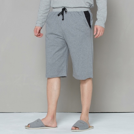 純棉素面綁帶男六分褲-灰