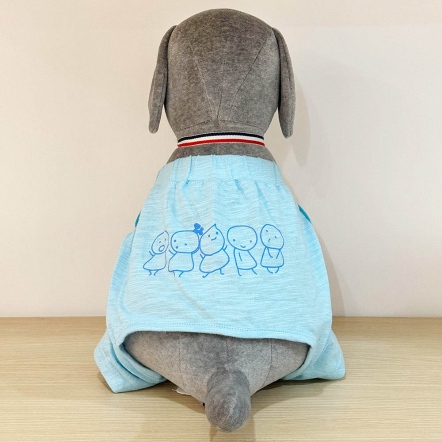 以旺娃娃網印狗褲子-藍