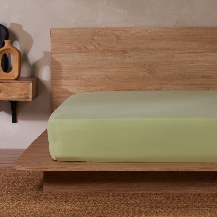 純棉素面床包-草原綠