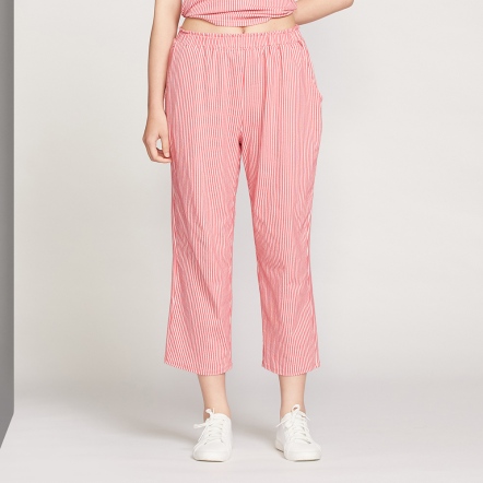 直條提花長褲-粉