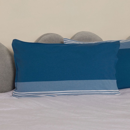 網路限定｜條紋拼接信封式枕套1入-深藍