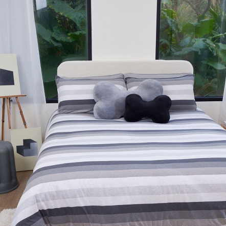 光影條紋 被套+枕套組-岩石灰