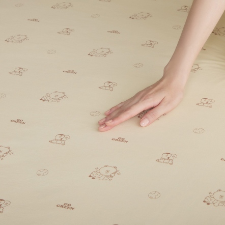 LINE FRIENDS｜純棉好友地球印花床包-鵝絨黃