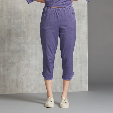 細條紋七分褲-星光紫