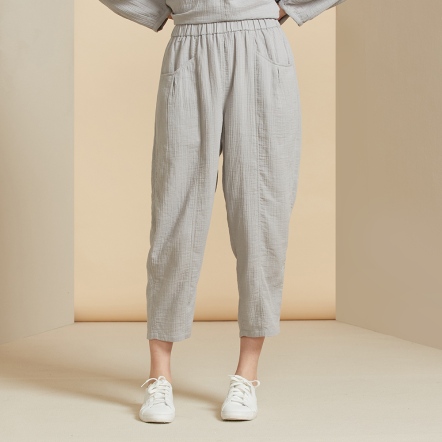 雙層棉素面九分褲-寧靜灰