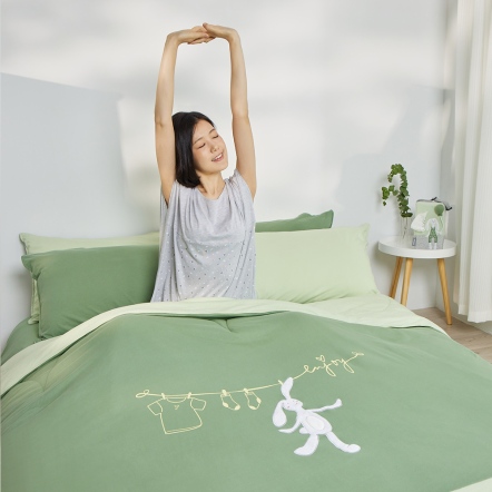 好心情垂耳兔 四季被-尤加利綠