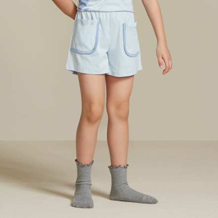 童裝 | 純棉素面短褲-浮水藍