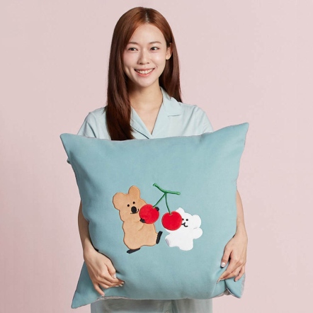 DINOTAENG | 櫻桃方形抱枕（60x60公分）-湖水綠