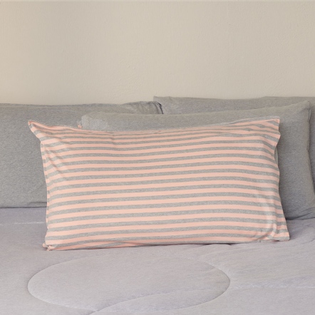 減法美學｜條紋雙色信封式枕套1入-蜜瓜橘