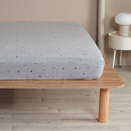 純棉巴黎印花床包-迷霧灰