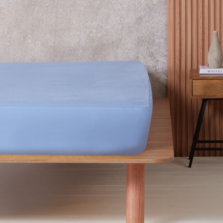 純棉素面床包-海島藍