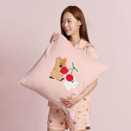 DINOTAENG | 櫻桃方形抱枕（60x60公分）-粉橘