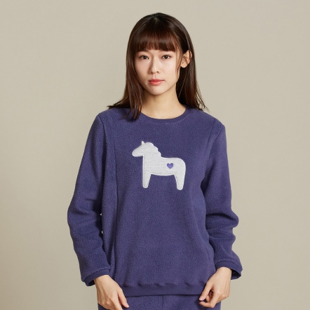 搖粒絨冰島馬長袖上衣-星光紫