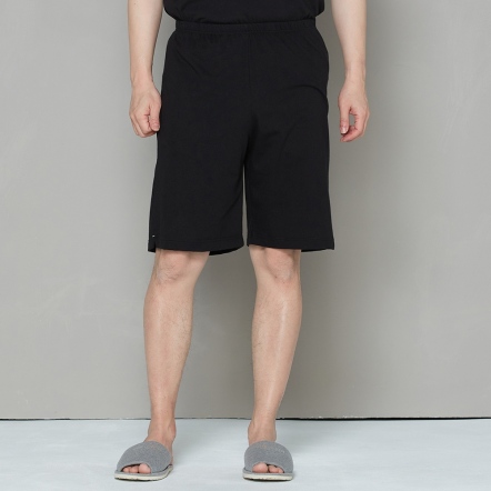 男裝 | 純棉素面五分褲-黑