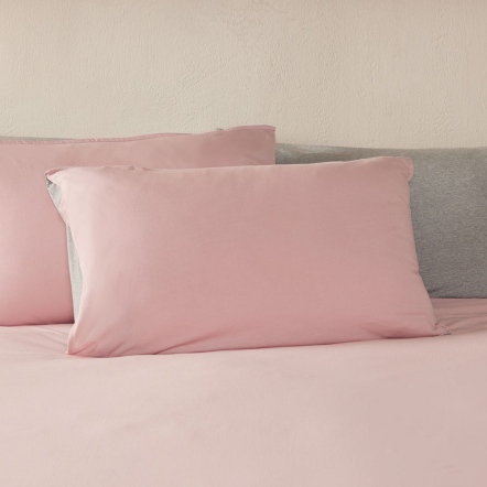 素面雙色信封式枕套1入-微光粉
